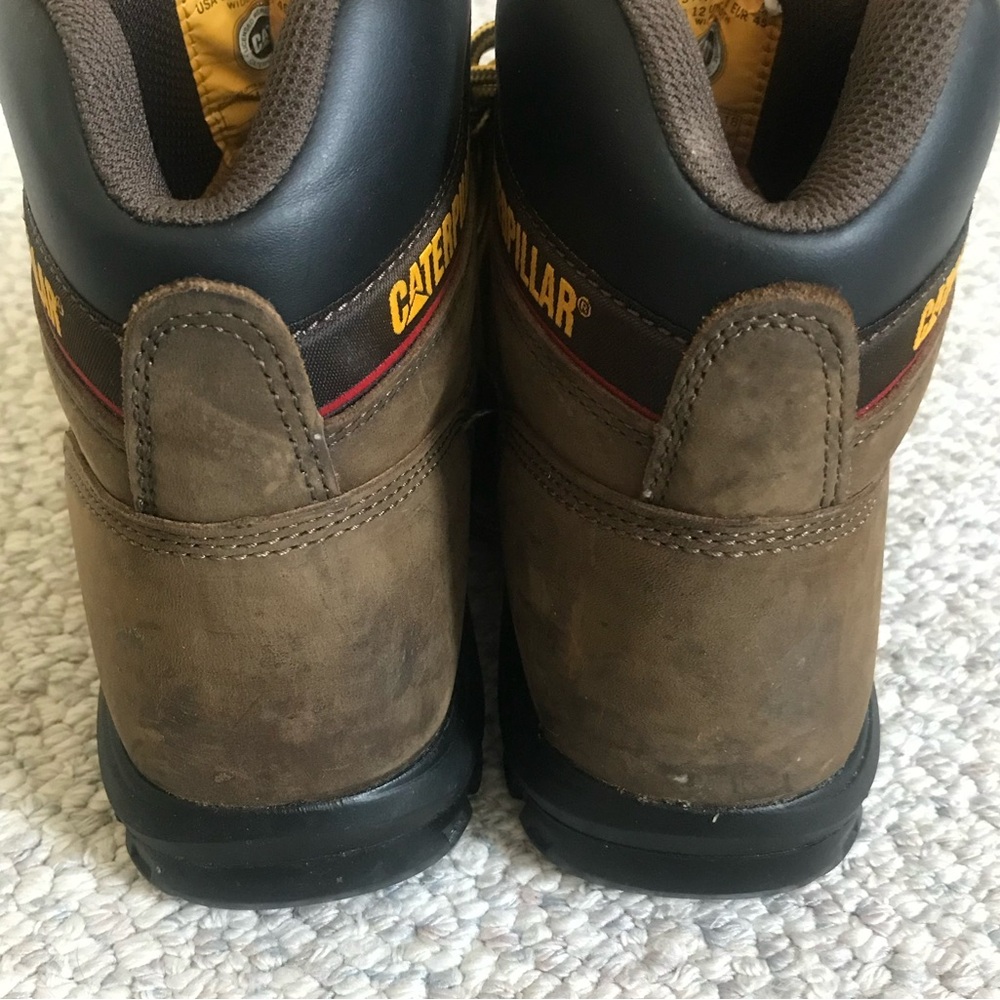 CAT Steel Toe Work Boots. Brown Leather. Size 12 Wide. - Picture 3 of 12
